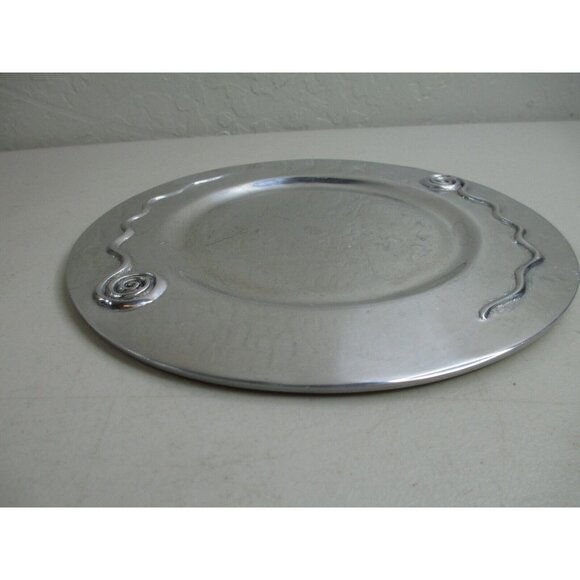 Vintage Holland Boone polished pewter plate spiral serving party - Picture 3 of 12